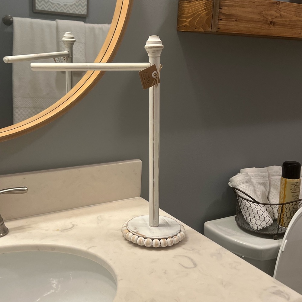 Mud Pie wood beaded towel holder